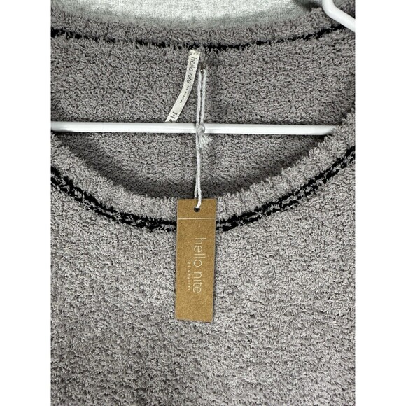 Hello Nite NWT Women’s XL Boxy Sweater Crew Gray Black Star Soft Long Sleeve - Picture 2 of 9
